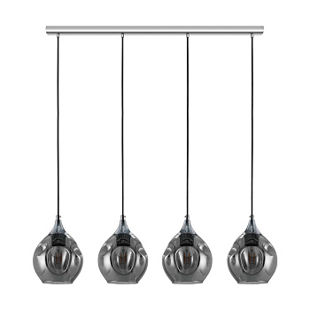 Eglo 39681 Подвес BREGALLA, 4x40W(E27), L1090, H1500, сталь, хром/cтекло с напылением, черный-прозрачный