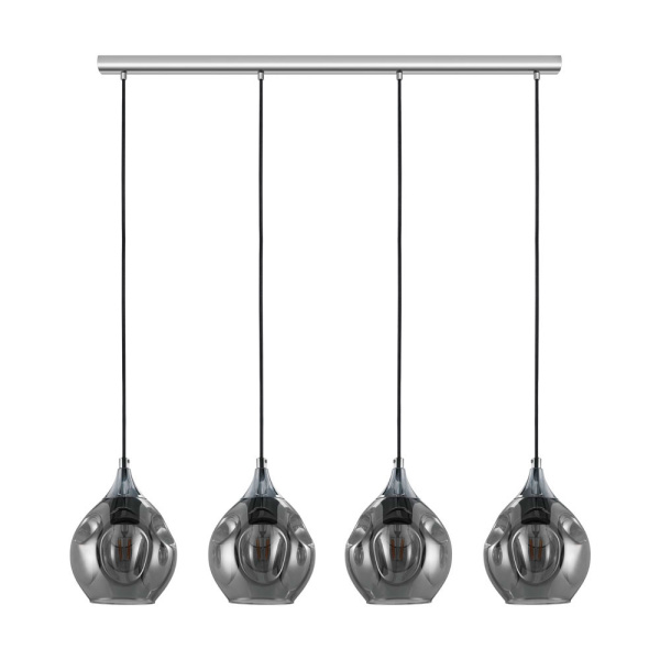 Eglo 39681 Подвес BREGALLA, 4x40W(E27), L1090, H1500, сталь, хром/cтекло с напылением, черный-прозрачный