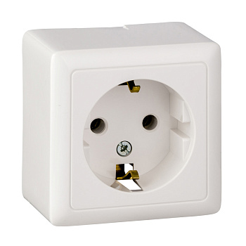 Systeme Electric Wessen ХИТ наруж Бел Розетка с/з без шторок, 16А, 250В