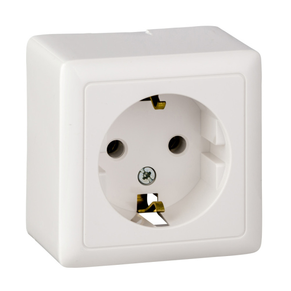 Systeme Electric Wessen ХИТ наруж Бел Розетка с/з без шторок, 16А, 250В