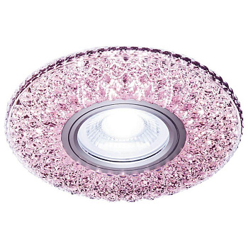 Ambrella Встраиваемый точечный светильник со светодиодной лентой S333 PI/CLD хром/розовый хрусталь/MR16+3W(LED COLD)