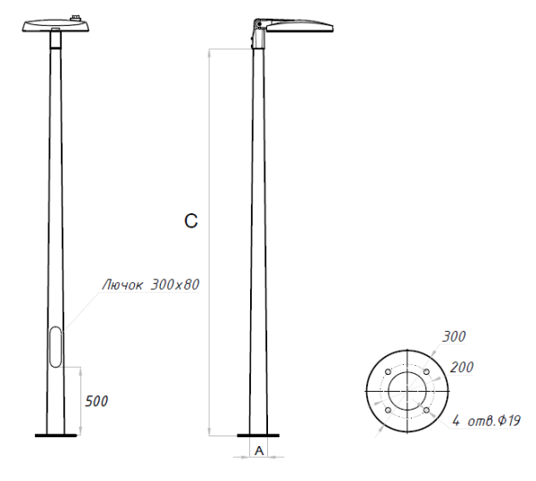 Купить SKYLINE LED 30W DW 827 RAL9005 I-POLE 4M (в комплекте ЗДФ)