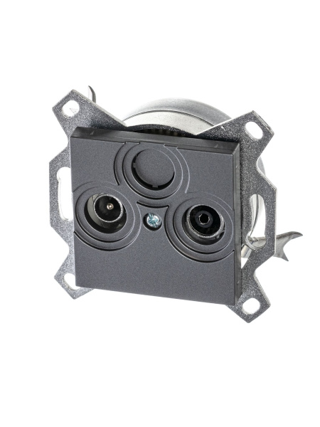 Купить ABB EPJ Levit сталь / дымчатый чёрный Розетка TV-R, оконечная, сталь 2CHH083503A6069