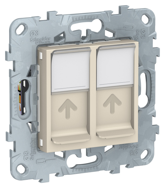 Купить SE Unica New Беж Розетка компьютерная, RJ45, двойная, кат. 6 UTP NU542444