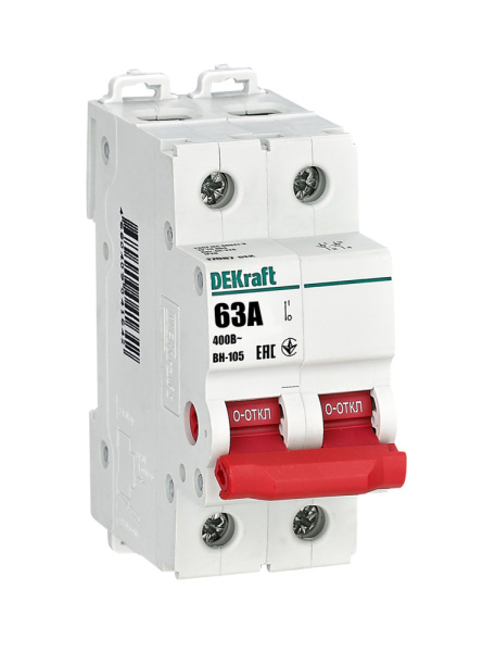 Dekraft Выключатель-разъединитель 2Р 63А ВН-105
