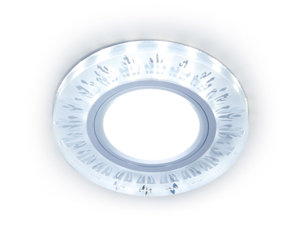 Ambrella Встраиваемый точечный светильник с LED подсветкой S216 CL/FR прозрачный/матовый GU5.3+3W(LED COLD) D90*25