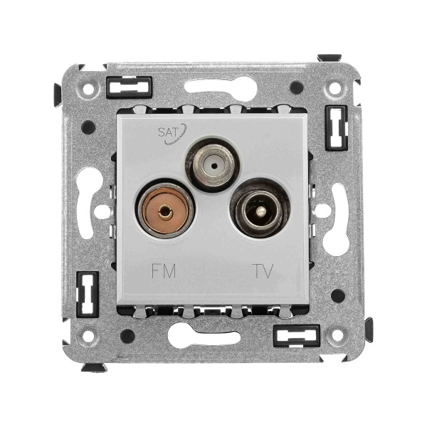 DKC Розетка TV-FM-SAT в стену, "Avanti", "Закаленная сталь"
