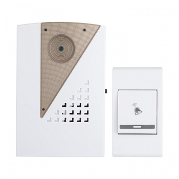 EKF Basic Звонок беспр. на батарейках 004 (бел.-сер. 36 мелод. с индик. 2х1,5В АA дист. 80м.)