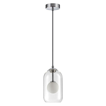 Odeon Light 4953/1 PENDANT ODL22 237 хром/ белый/прозрачный/стекло Подвес G9 1*40W LOSTAR