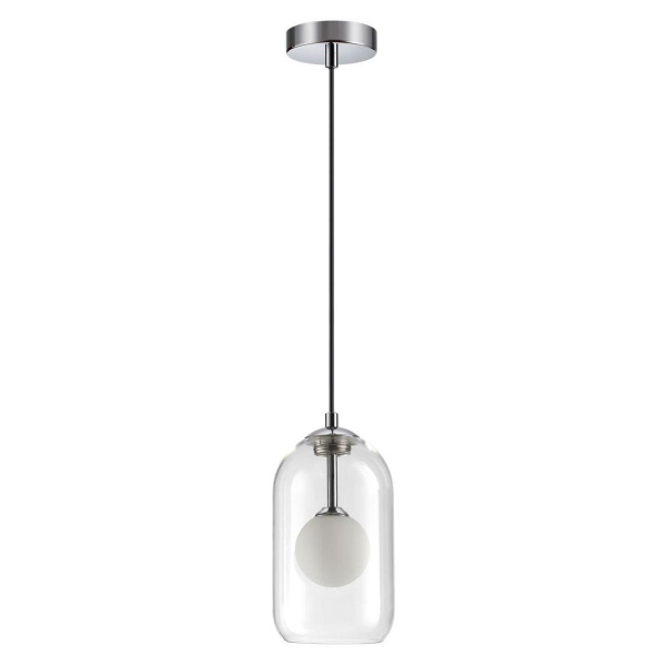 Odeon Light 4953/1 PENDANT ODL22 237 хром/ белый/прозрачный/стекло Подвес G9 1*40W LOSTAR