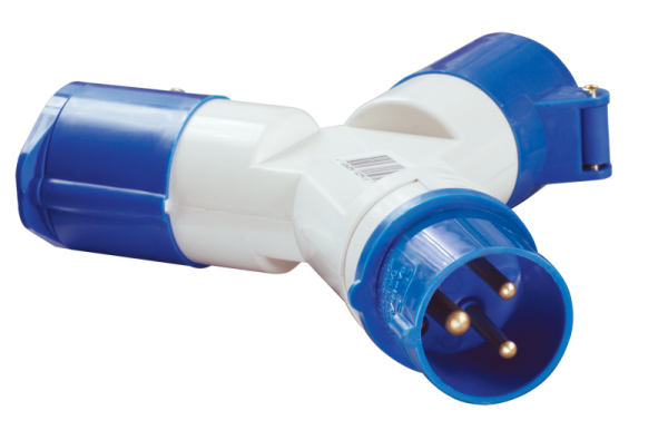 Купить IEK Адаптер двухлучевой TS1012 2Р+РЕ 16А 250В IP44 PAS21-016-3