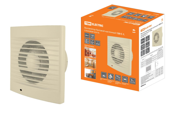 TDM Вентилятор бытовой настенный 120 С-1, слоновая кость SQ1807-0111