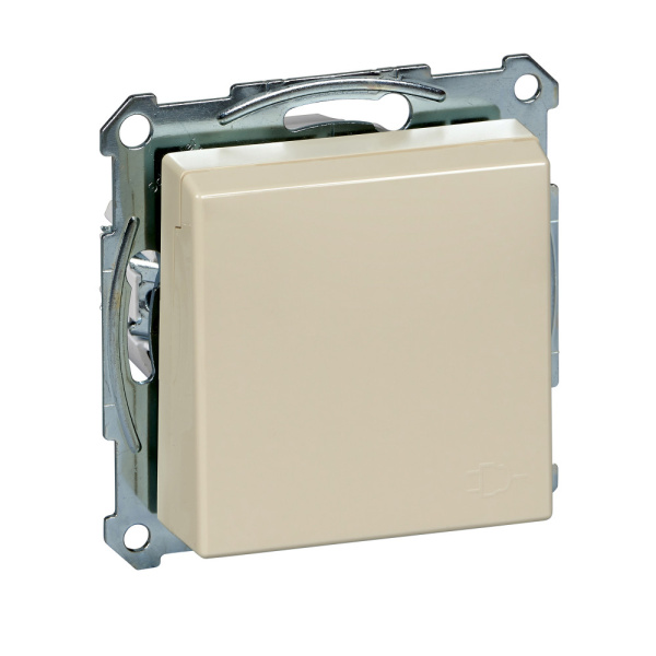 SE Merten SM Беж глянец Розетка с/з с защитными шторками с крышкой безвинт. зажим MTN2310-0344