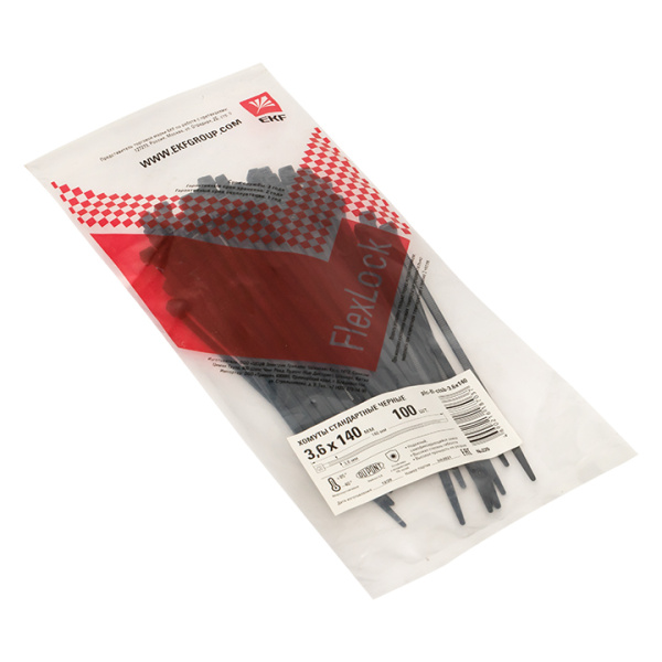 Купить EKF PROxima Хомут P6.6 стандартный (ч), 3.6x140 (100шт) FlexLock