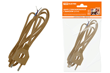 TDM Шнур с плоской вилкой с вырезом ШУ04 ШВВП 2х0,75мм2 1,7 м. бронза SQ1305-0033