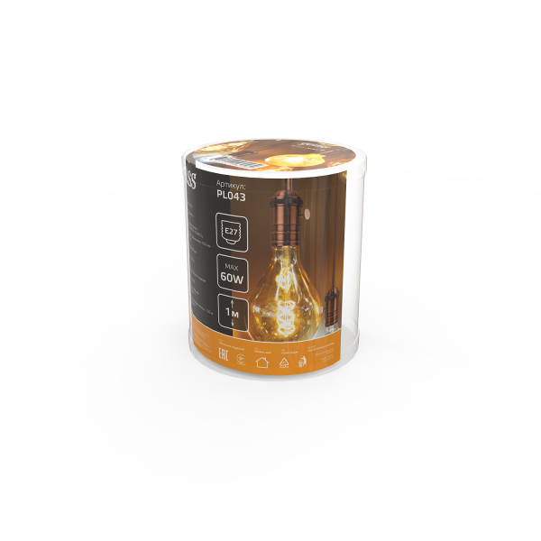 Купить Gauss Светильник подвесной Decor PL043 медный E27, 1 м, 1/40