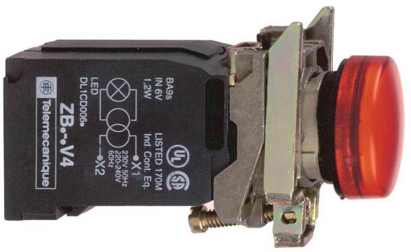 Купить SE Лампа сигнальная, красная, 22мм, LED, 400 VAC, с трансформатором питания XB4BV5B4