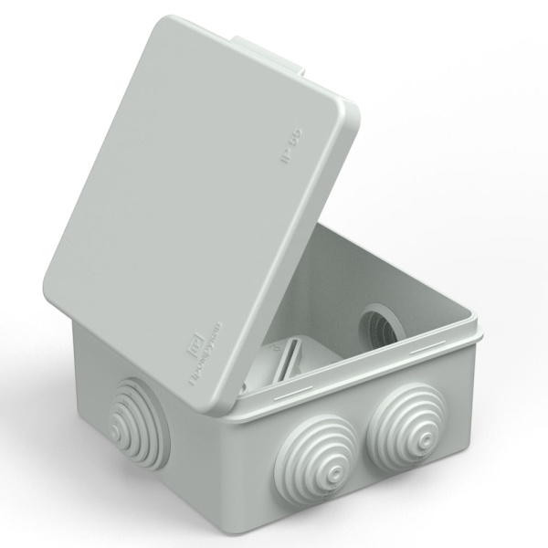 Промрукав Коробка распределительная 40-0302 для прямого монтажа безгалогенная (HF) серая 100х100х50 (60шт/кор)