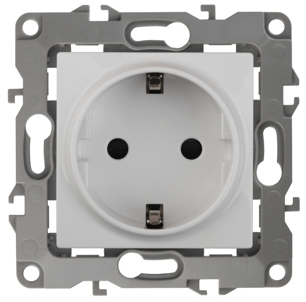 ЭРА 12-2002-01 Розетка 2P+E Schuko со шторками, 16A-250В, IP20, без м.лапок, 12, Белый