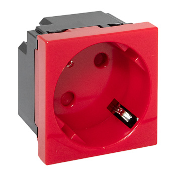 EKF Розетка 45х45 с зазем. 45 градусов, быстрозажимные клеммы, красная