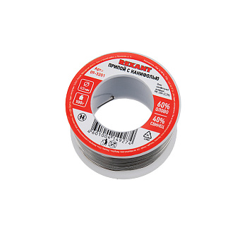 Припой с канифолью , 100 г, Ø0.5 мм, (Sn60, Pb40, Flux 2.2 %) Rexant 09-3201