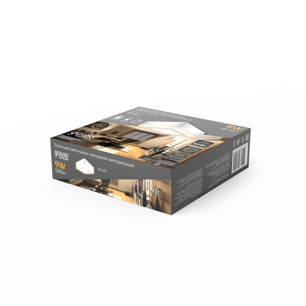 Купить Gauss Светильник Backlight накладной BL222 Квадрат. Акрил, 6+3W, LED 3000K, 145*145,