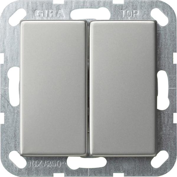 Gira S-55 Сталь Переключатель двухклавишный 0128600