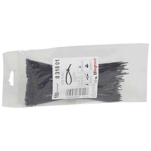 Legrand Colring Хомут монтажный ширина 2.4 мм - длина 140 мм - пакет 100 шт - черный 031801