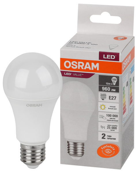 Osram LVCLA100 12SW/830 230V E27 10X1 4058075578975