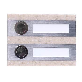 Zamel Кнопка звонка интерьерная, сдвоенная прямоугольная, нерж. сталь/бежевый искусств. камень, 50 В PDK-250/2-BEZ