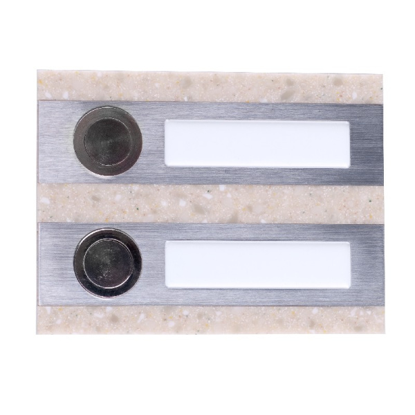 Zamel Кнопка звонка интерьерная, сдвоенная прямоугольная, нерж. сталь/бежевый искусств. камень, 50 В PDK-250/2-BEZ