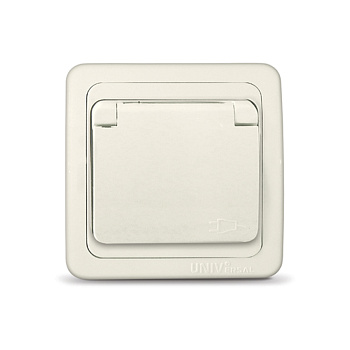 UNIVersal "Валери" Розетка "слоновая кость" (ivory) с/з с крышкой Б-В0029