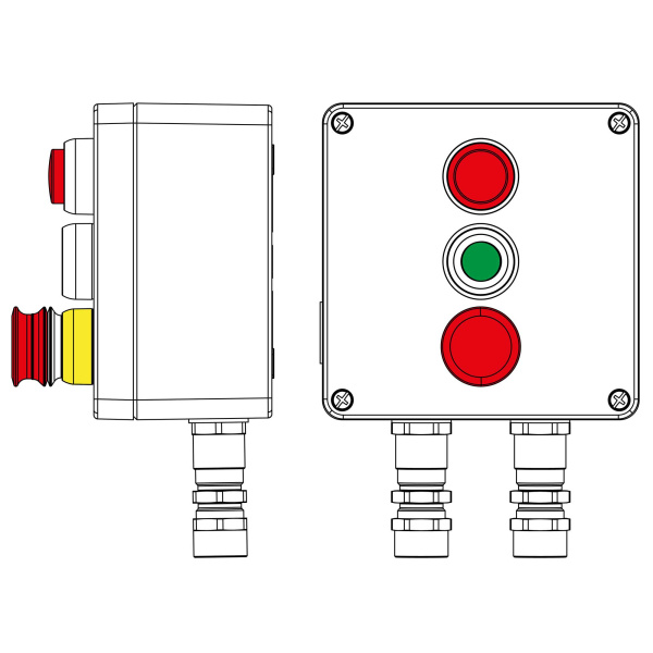 DKC Взрывозащищенный пост управления из алюминия CPE-A-17-(1xLR(220)-1xP1G(11)-1xP3E(11))-2xKA2MHK(C)1Ex d e IIC Т5 Gb / Ex tb IIIC T95°C Db IP66