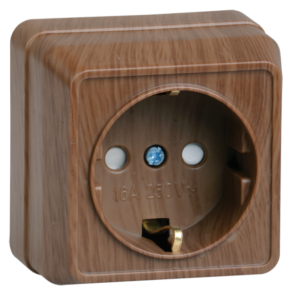Купить IEK OKTAVA РСш20-3-ОД Розетка 1местн. c з/к с защ.штор. 16А откр.уст. (дуб)
