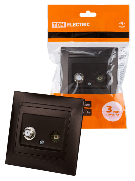 TDM Розетка TV ("мама") + SAT (F-разъем) 0-2400МГц шоколад "Лама" SQ1815-0520