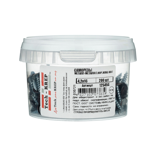 Tech-Krep Саморез ШСММ 4,2х16 т.кор. KP RAL 8017 (200 шт) - ведро малое 125494