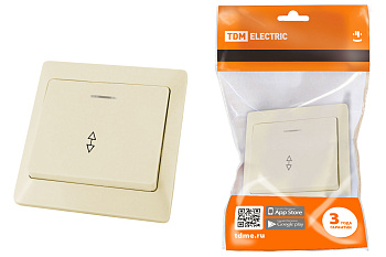 TDM Выключатель 1 кл. на 2 направления с подсветкой 10А сл. кость "Ильмень" SQ1823-0106