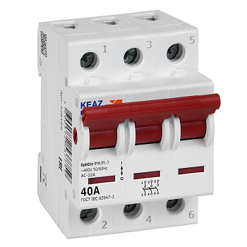 КЭАЗ OptiDin ВМ63PL Выключатель нагрузки 3P 40А 400В (BM63PL-340-УХЛ3)