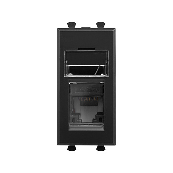 DKC Компьютерная розетка RJ-45 модульная, кат.5е, "Avanti", "Черный матовый", 1 модуль 4412461