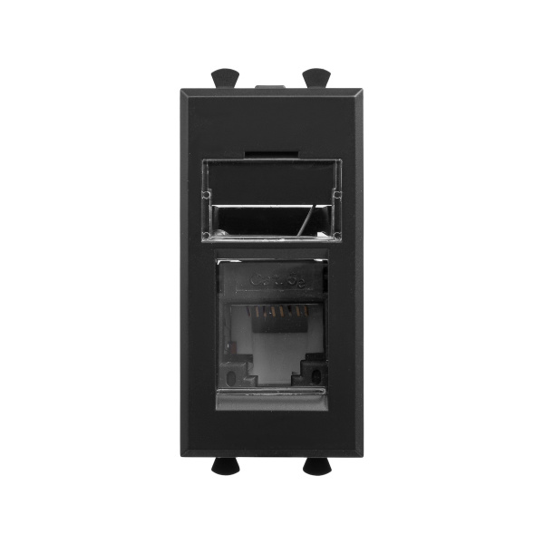 DKC Компьютерная розетка RJ-45 модульная, кат.5е, "Avanti", "Черный матовый", 1 модуль 4412461