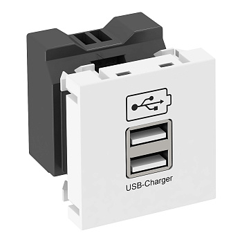 OBO Bettermann Розетка USB тип А двойная (2х0,6А или 1х1,2А) 1 модуль Modul45, 45х45 мм, белая 6105300