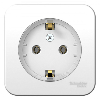 Systeme Electric Blanca наруж Бел Розетка с/з без шторок, (тонкая) 16А, 250В, изолир. пластина