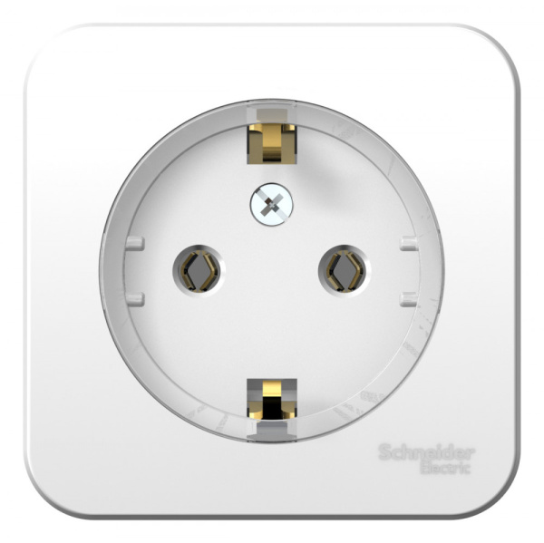 Systeme Electric Blanca наруж Бел Розетка с/з без шторок, (тонкая) 16А, 250В, изолир. пластина