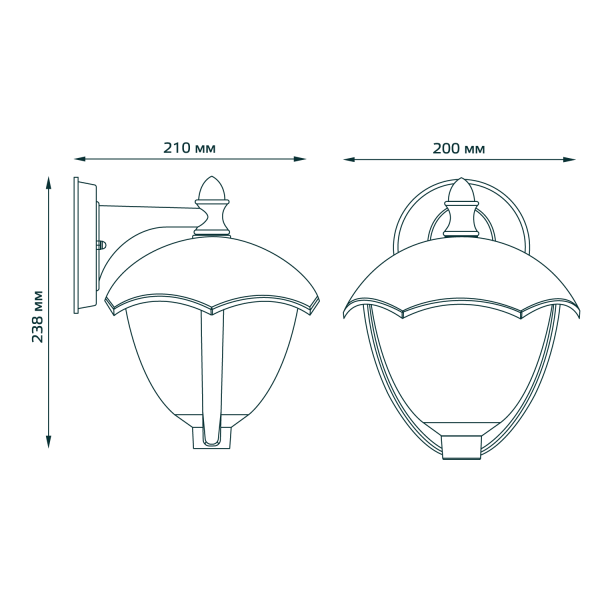 Купить Gauss Светильник садово-парковый Aura на стену вниз 188*210*238mm, 170-240V / 50Hz, 1xE27, Max.60W, IP: 54, GD028
