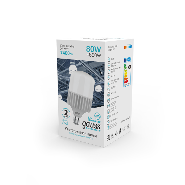 Купить Gauss Лампа Elementary T140 80W 6400lm 4000K E40 LED 63428