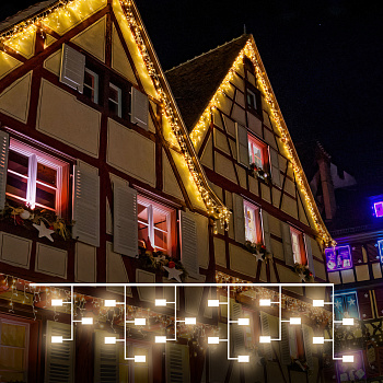 Eurosvet Гирлянда Бахрома 100-101 теплый белый с эффектом мерцания 3*0,6 м IP65 a056076