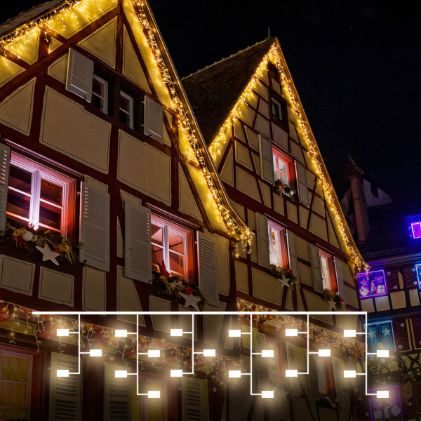 Eurosvet Гирлянда Бахрома 100-101 теплый белый с эффектом мерцания 3*0,6 м IP65 a056076