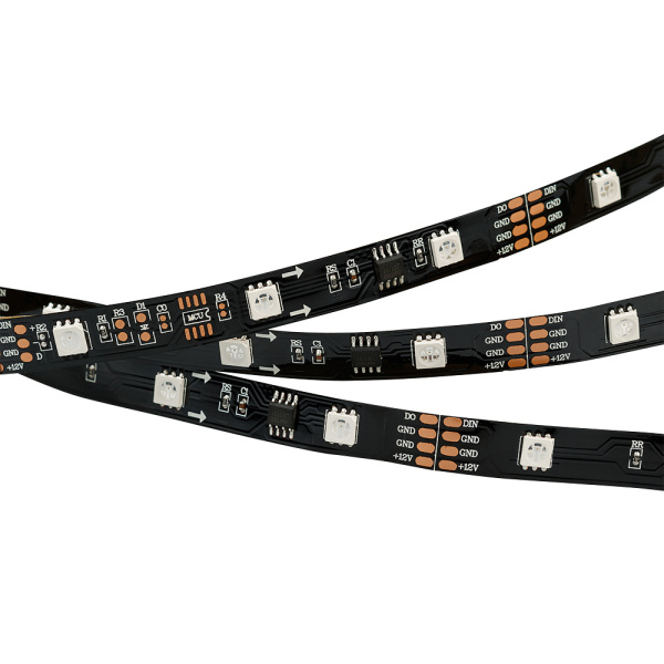 Купить Arlight Светодиодная лента SPI-5000-AM 12V RGB (5060,150 LED x3,1804, Black) (Открытый, IP20) 024599