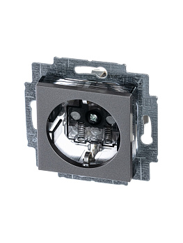 ABB EPJ Levit сталь / дымчатый чёрный Розетка с заземлением со шторками 2CHH203457A6069