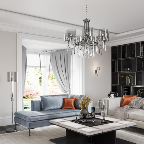 Купить Odeon Light 4890/1F HALL ODL_EX23 43 черный хром/дымчатый/ металл/стекло Торшер E27 1*40W NICOLE